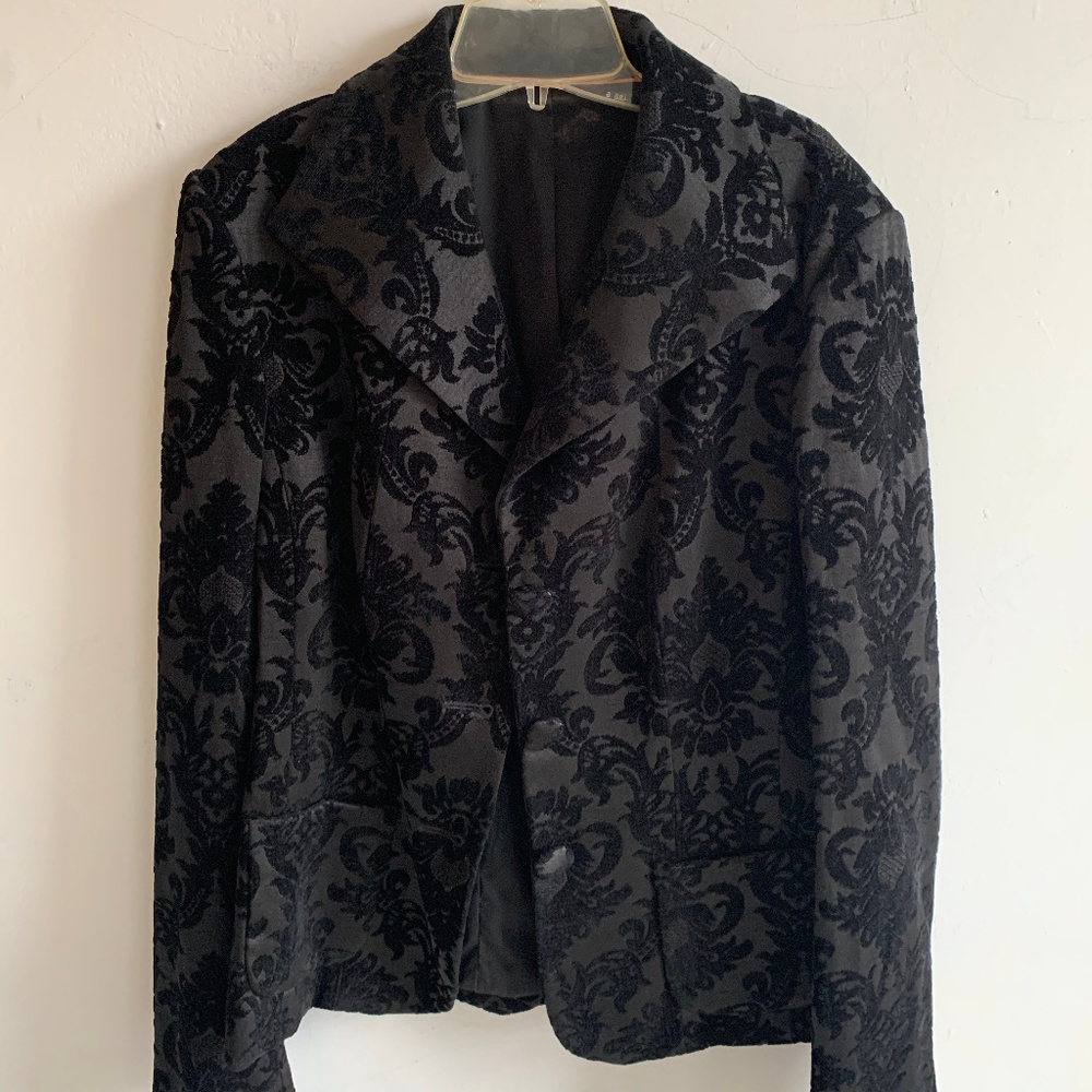 Vintage Black Damask Blazer Jacket coat Tapestry L